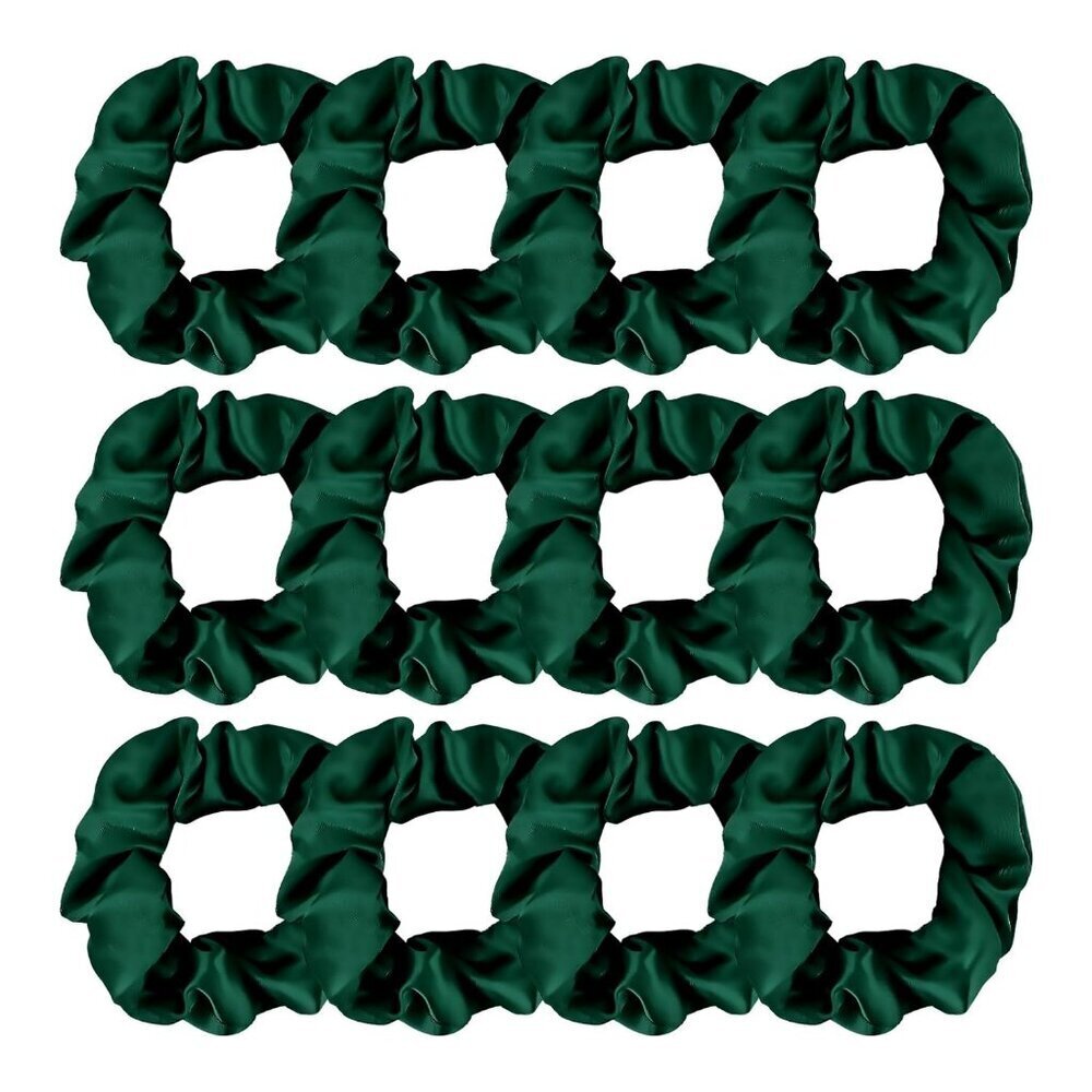 12 Packs Green Hair Scrunchies Satin Scrunchy Elastic Band Hair Bobbles Scrunchi